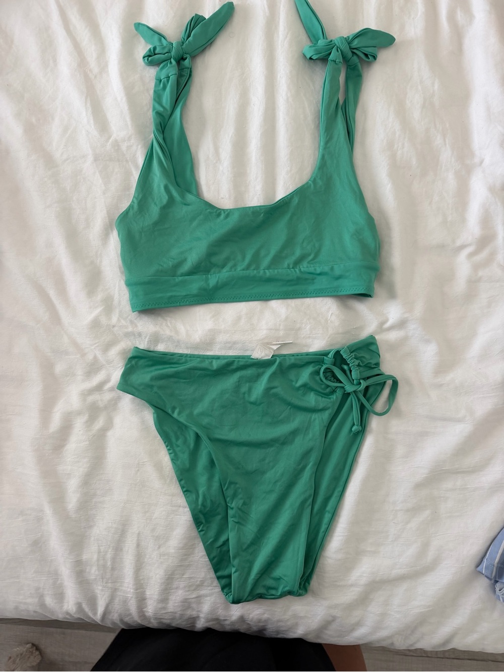 Toluca Green Tie-Shoulder Bikini Set